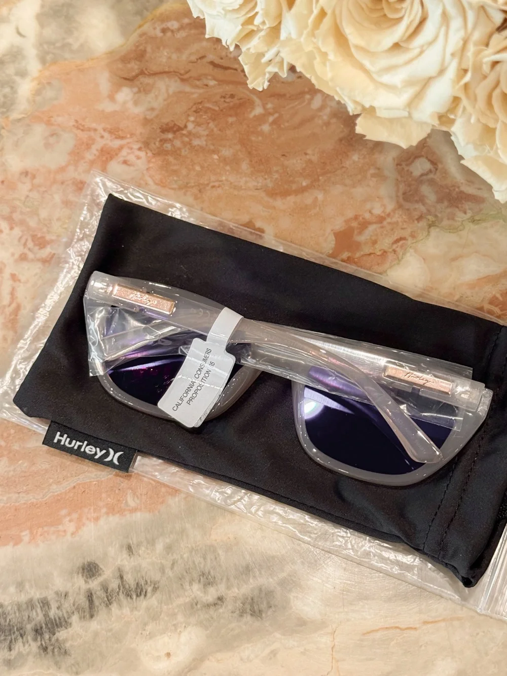 Hurley Allure Polarized Sunglasses | Crystal Gray Frame | Brown Polarized Lenses